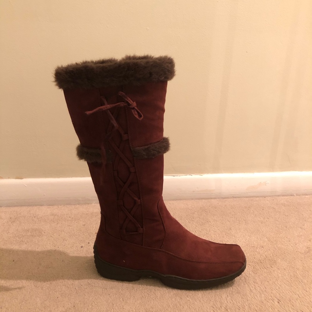 Chocolate Brown Faux Leather and Fur Winter Boots